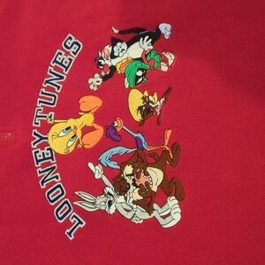 Looney Tunes Vintage Warner Bros Studio Store Qtr Zip Fleece Pullover 2000's Y2K